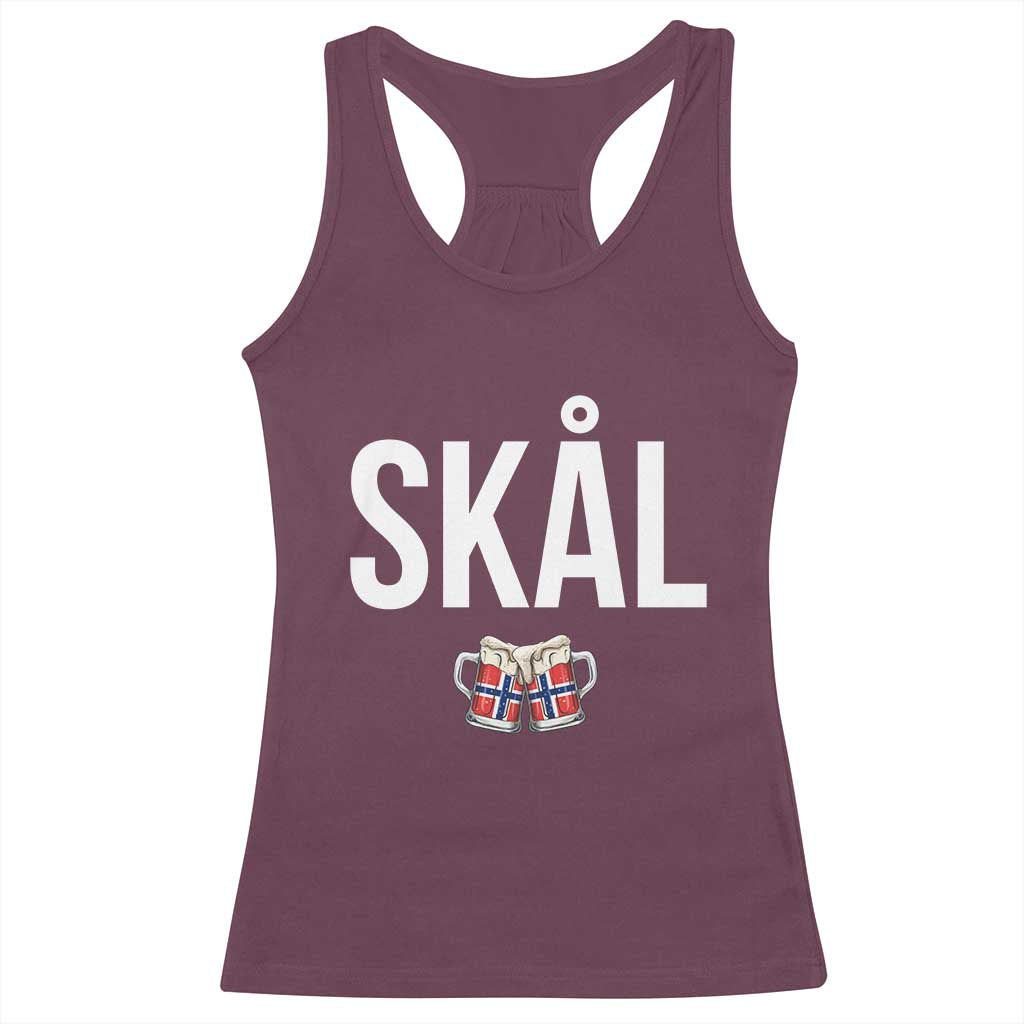 Skål Cheers in Norwegian Norway Racerback Tank Top Funny Drinking Beer Norwegian Scandinavian