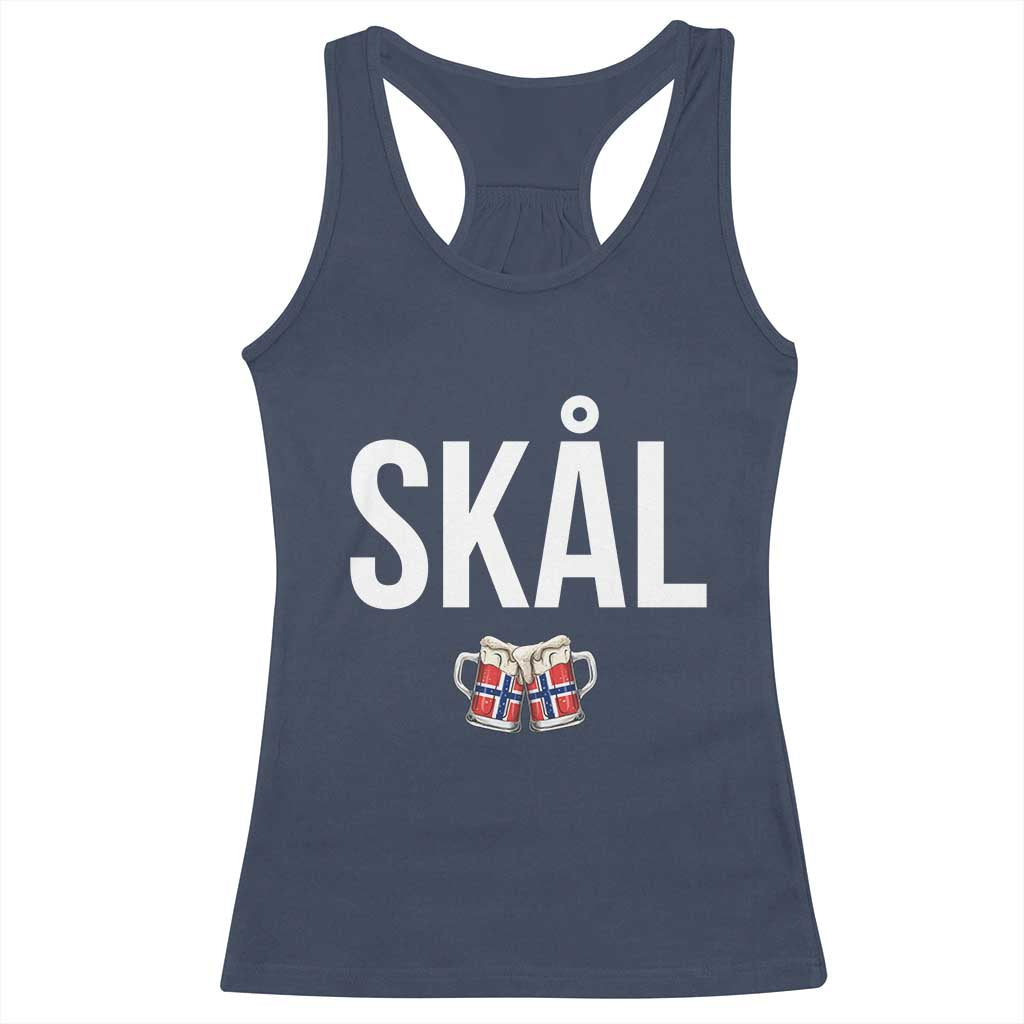 Skål Cheers in Norwegian Norway Racerback Tank Top Funny Drinking Beer Norwegian Scandinavian
