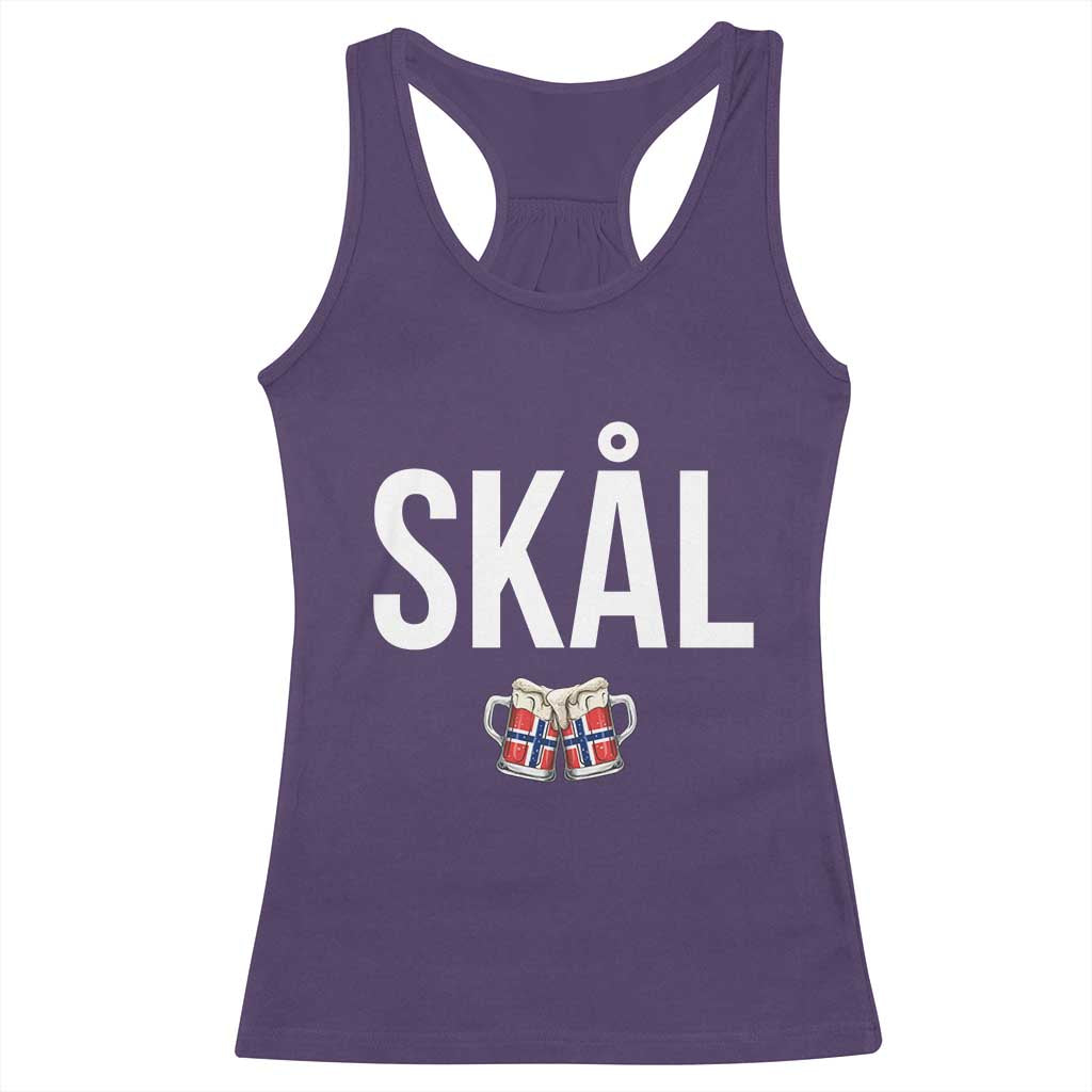 Skål Cheers in Norwegian Norway Racerback Tank Top Funny Drinking Beer Norwegian Scandinavian