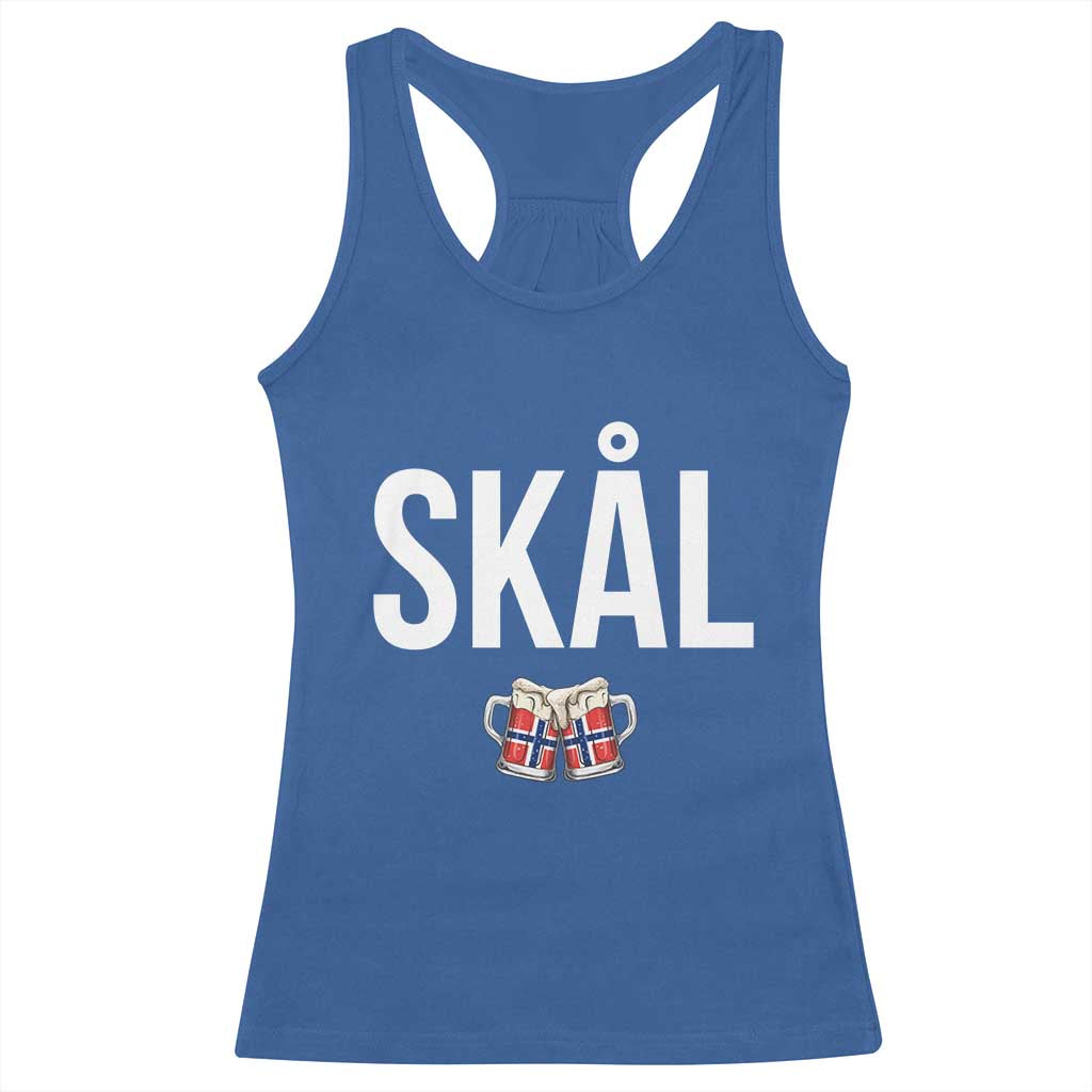 Skål Cheers in Norwegian Norway Racerback Tank Top Funny Drinking Beer Norwegian Scandinavian