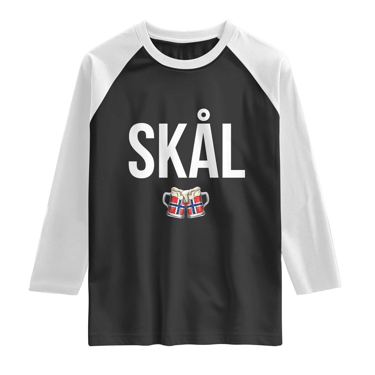 Skål Cheers in Norwegian Norway Raglan Shirt Funny Drinking Beer Norwegian Scandinavian