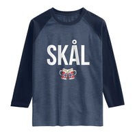 Skål Cheers in Norwegian Norway Raglan Shirt Funny Drinking Beer Norwegian Scandinavian