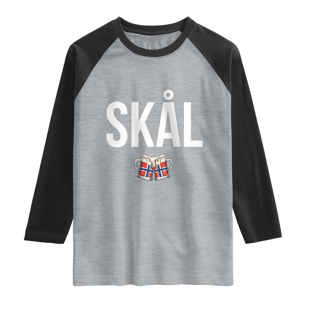 Skål Cheers in Norwegian Norway Raglan Shirt Funny Drinking Beer Norwegian Scandinavian