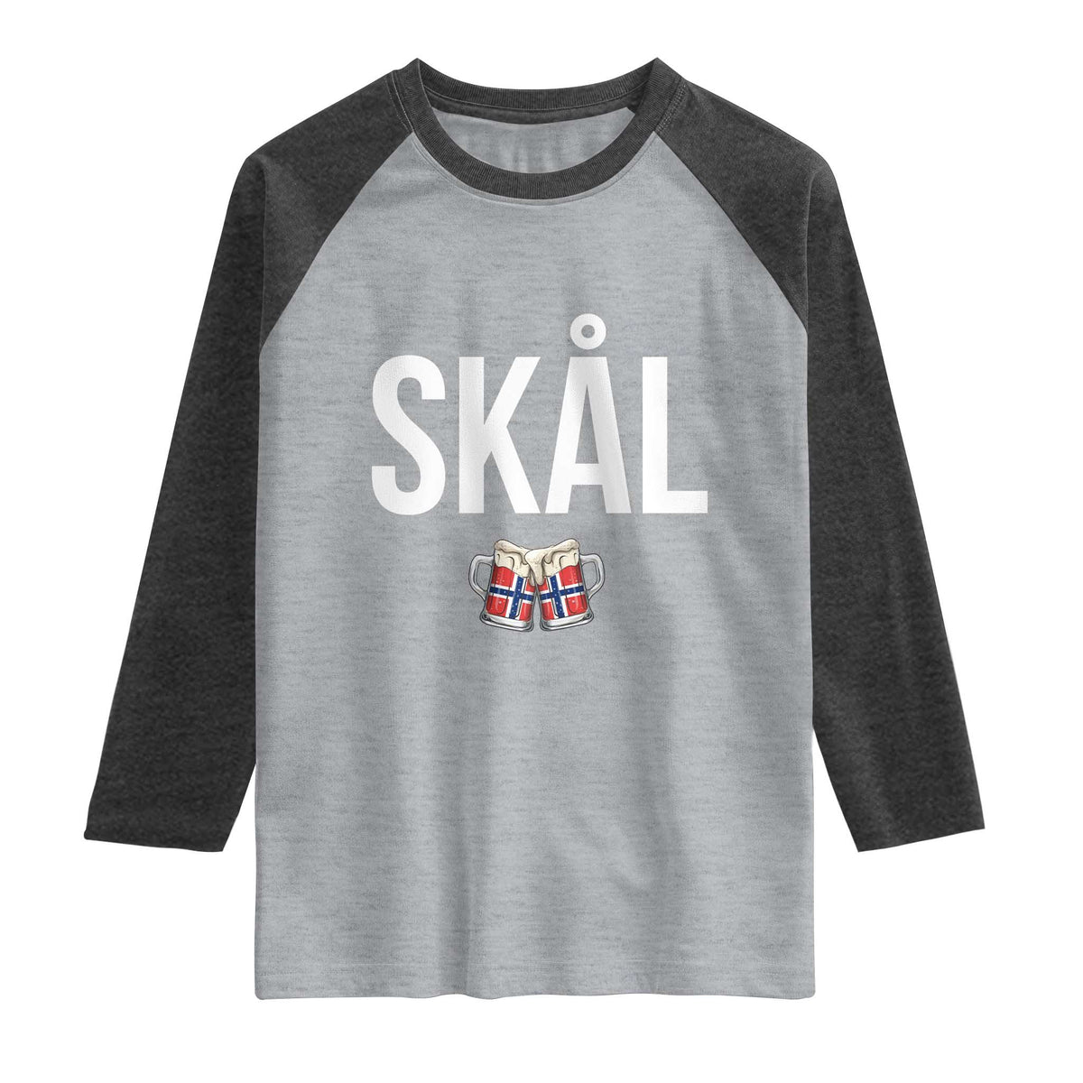 Skål Cheers in Norwegian Norway Raglan Shirt Funny Drinking Beer Norwegian Scandinavian