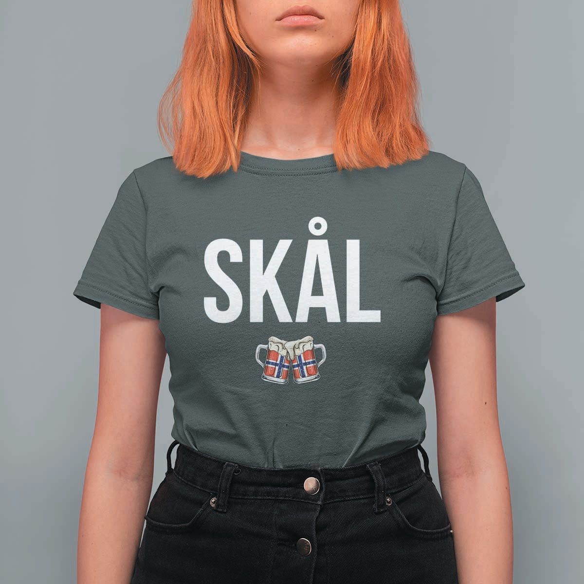 Skål Cheers in Norwegian Norway T Shirt For Women Funny Drinking Beer Norwegian Scandinavian