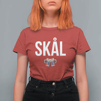 Skål Cheers in Norwegian Norway T Shirt For Women Funny Drinking Beer Norwegian Scandinavian