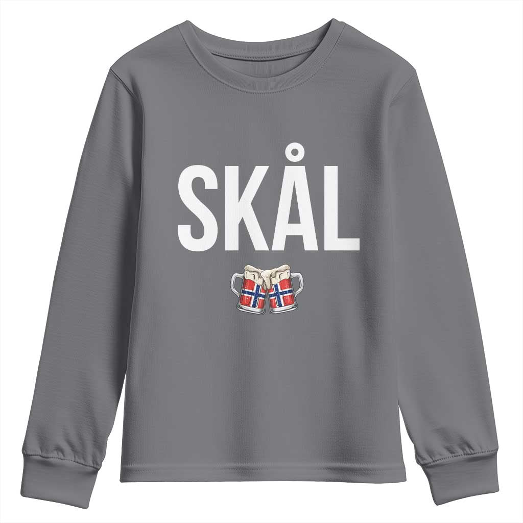 Skål Cheers in Norwegian Norway Youth Sweatshirt Funny Drinking Beer Norwegian Scandinavian