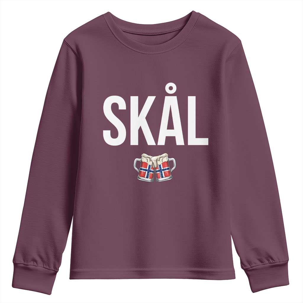 Skål Cheers in Norwegian Norway Youth Sweatshirt Funny Drinking Beer Norwegian Scandinavian