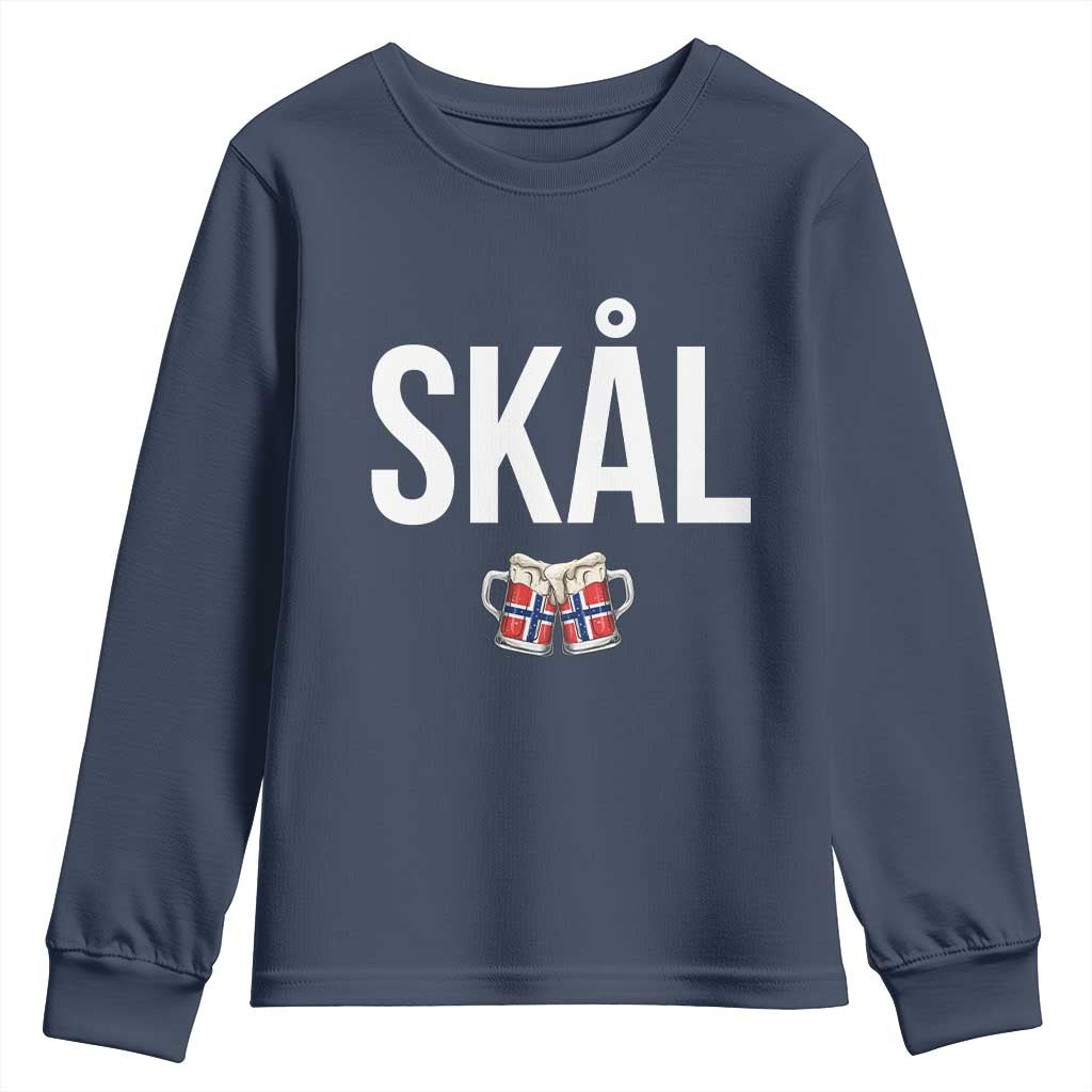 Skål Cheers in Norwegian Norway Youth Sweatshirt Funny Drinking Beer Norwegian Scandinavian
