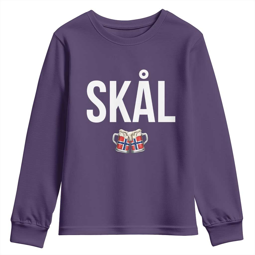 Skål Cheers in Norwegian Norway Youth Sweatshirt Funny Drinking Beer Norwegian Scandinavian