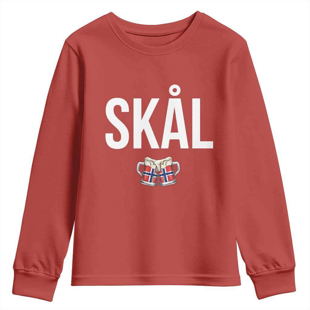Skål Cheers in Norwegian Norway Youth Sweatshirt Funny Drinking Beer Norwegian Scandinavian