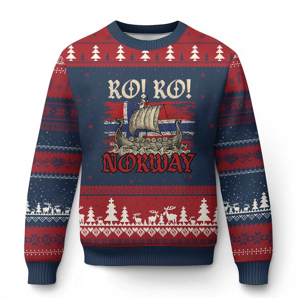 Ro Ro Norwegian Viking Ship Norway Flag Ugly Christmas Sweater