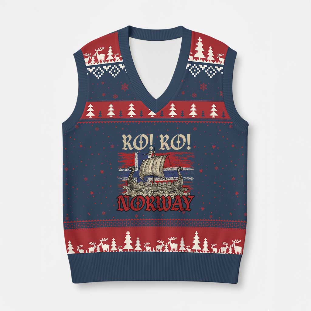Ro Ro Norwegian Viking Ship Norway Flag V-Neck Knit Sweater Vest