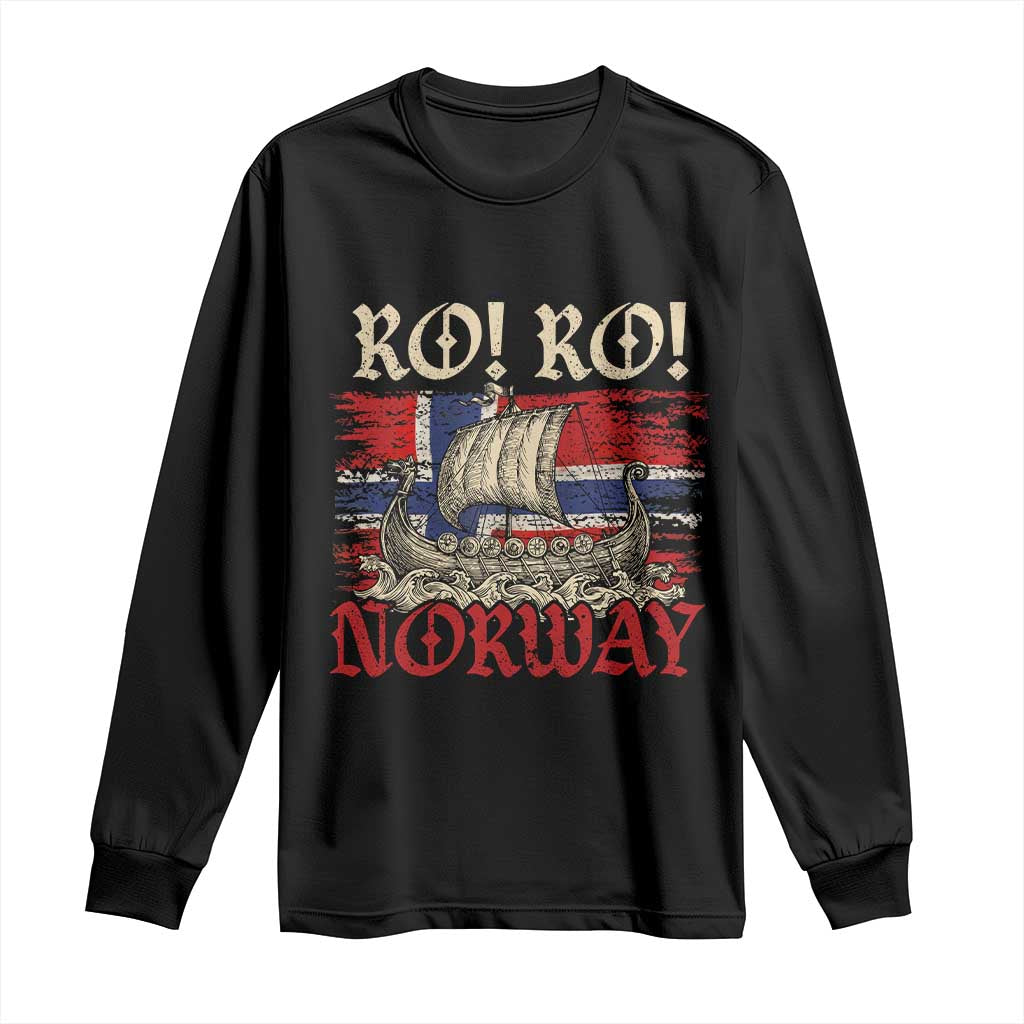 Ro Ro Norwegian Viking Ship Norway Flag Long Sleeve Shirt