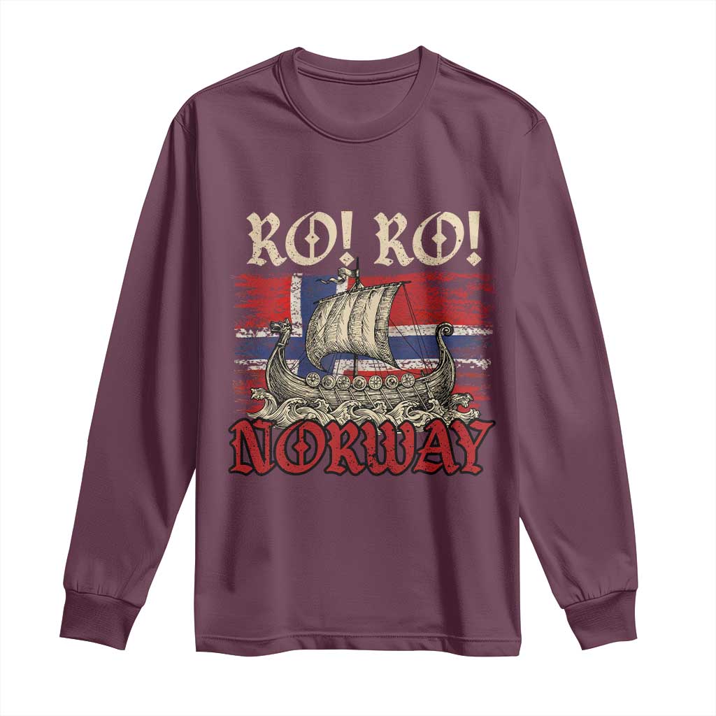 Ro Ro Norwegian Viking Ship Norway Flag Long Sleeve Shirt