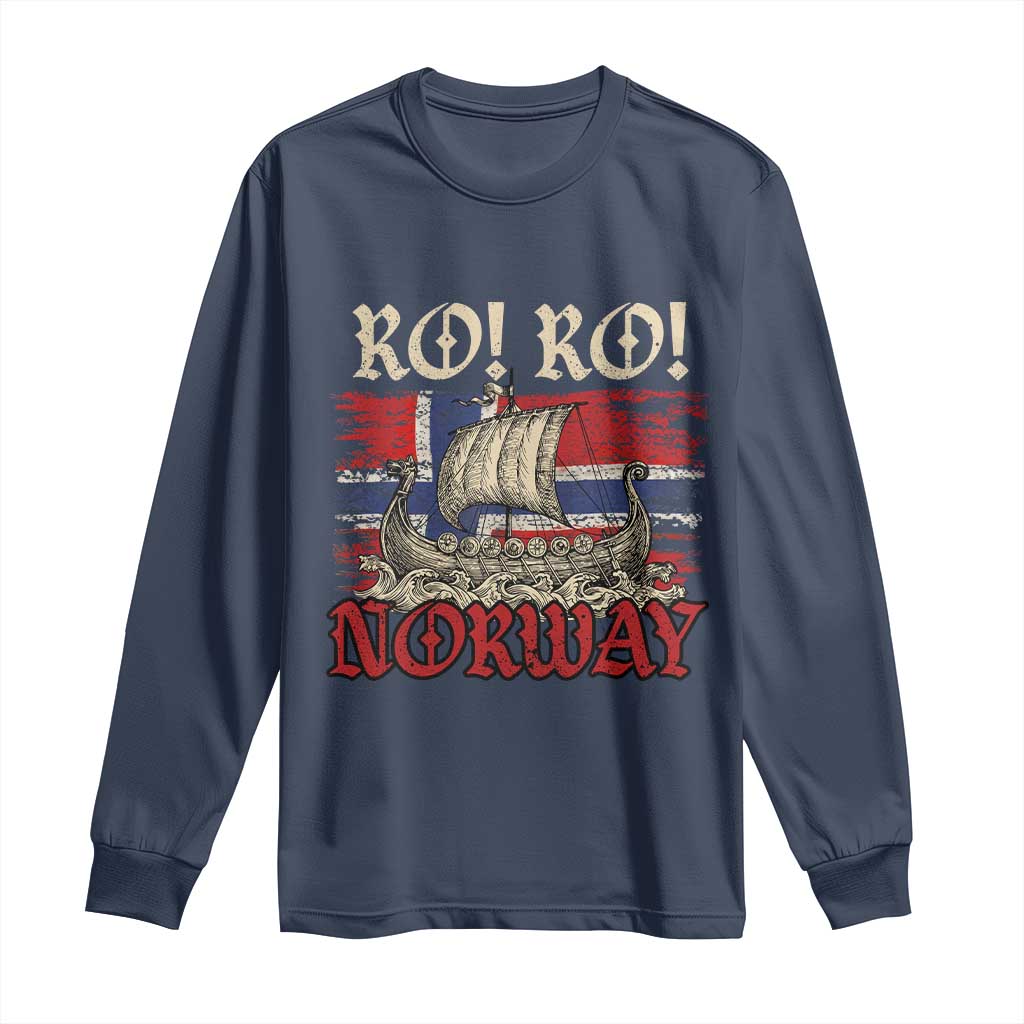 Ro Ro Norwegian Viking Ship Norway Flag Long Sleeve Shirt