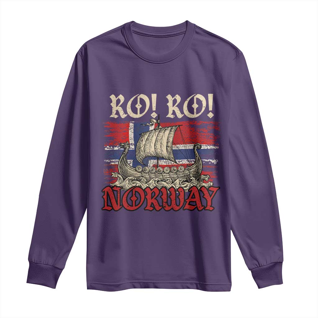 Ro Ro Norwegian Viking Ship Norway Flag Long Sleeve Shirt