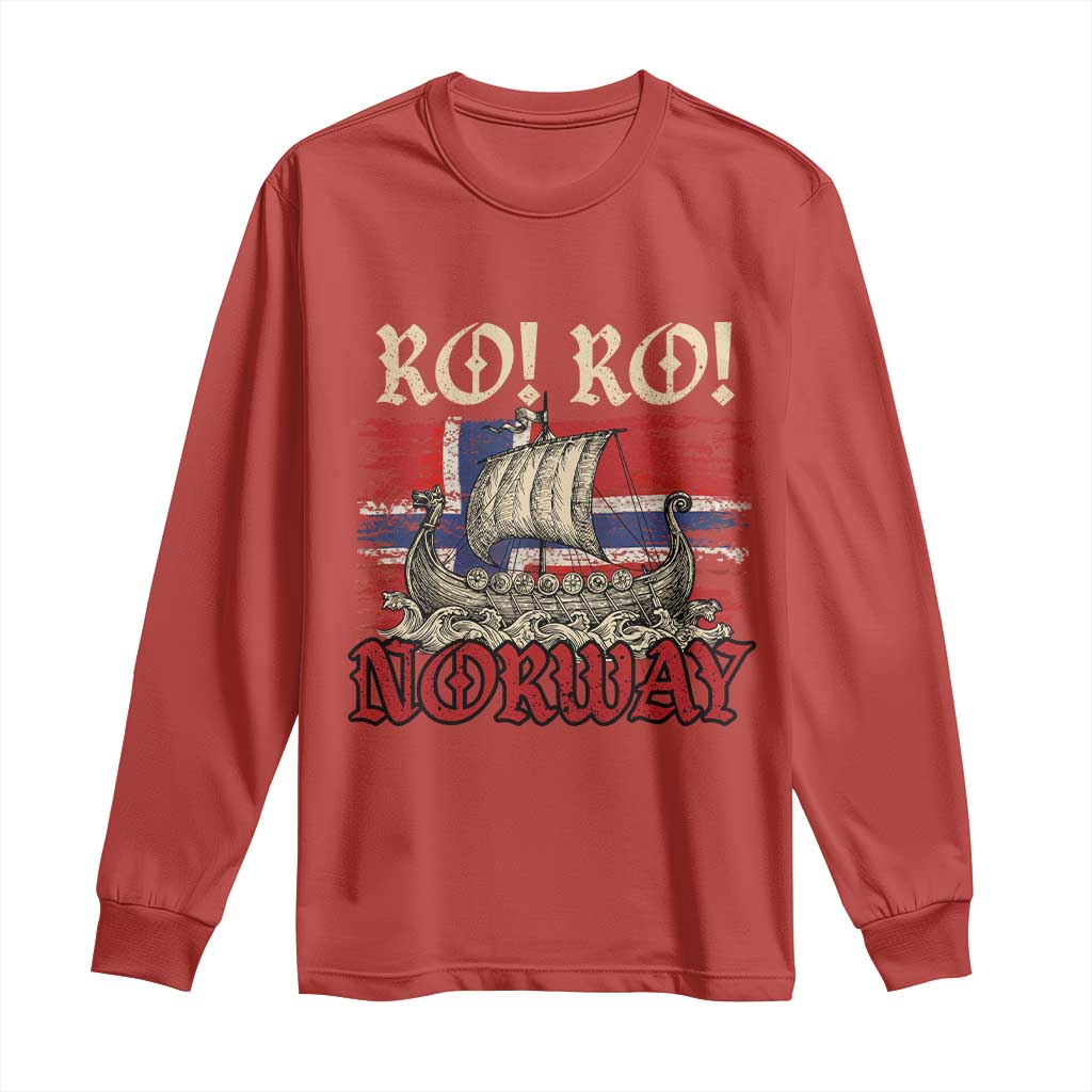 Ro Ro Norwegian Viking Ship Norway Flag Long Sleeve Shirt