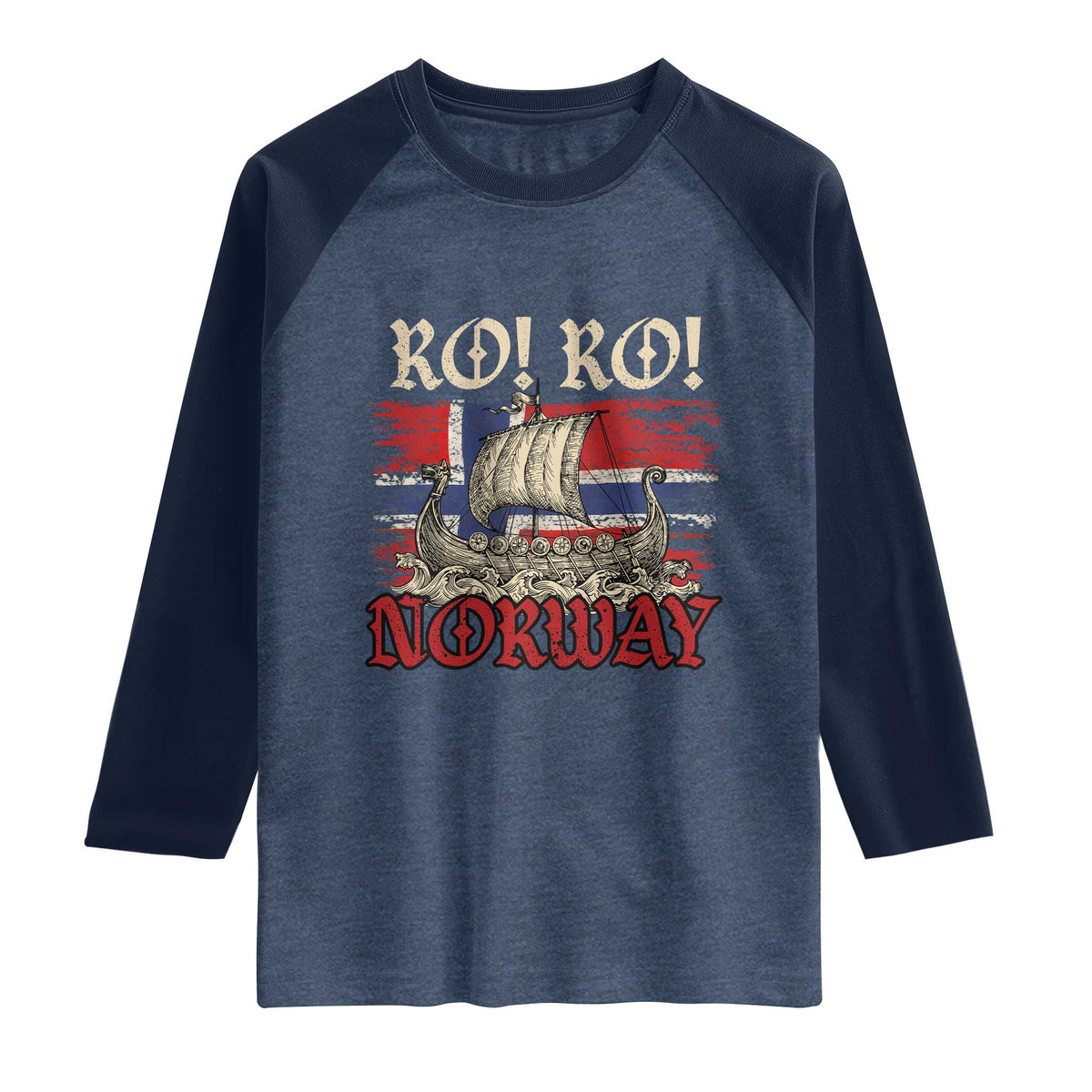 Ro Ro Norwegian Viking Ship Norway Flag Raglan Shirt