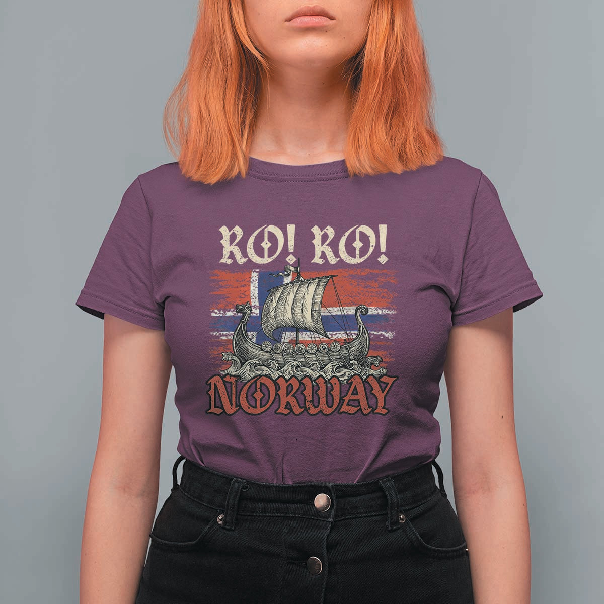 Ro Ro Norwegian Viking Ship Norway Flag T Shirt For Women