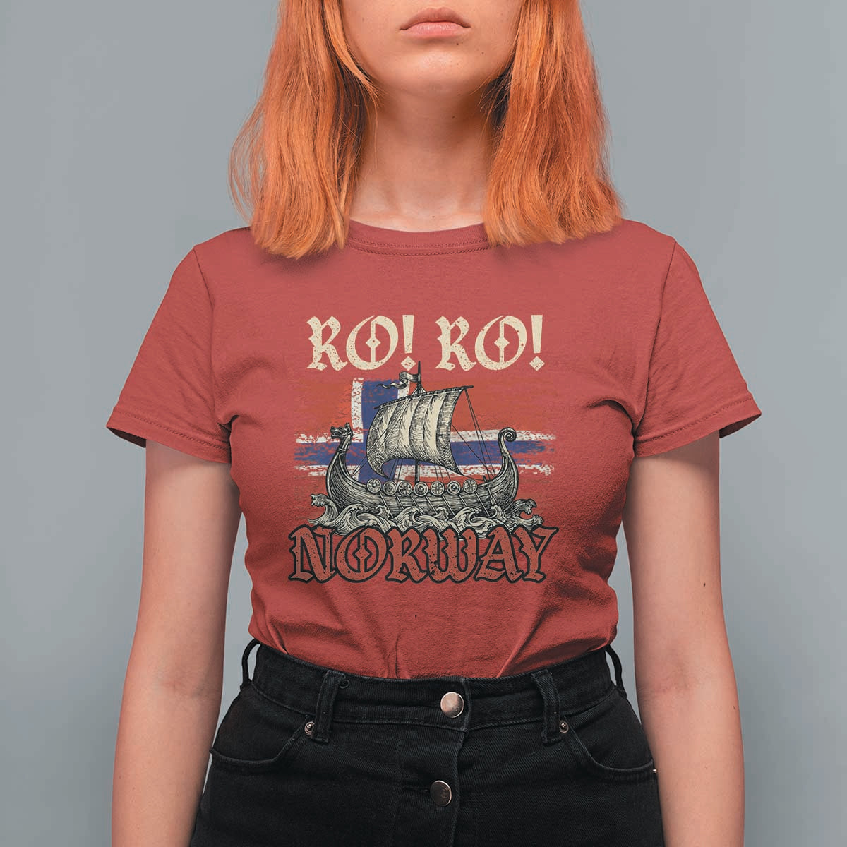Ro Ro Norwegian Viking Ship Norway Flag T Shirt For Women