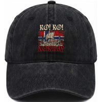 Ro Ro Norwegian Viking Ship Norway Flag Washed Cotton Baseball Cap