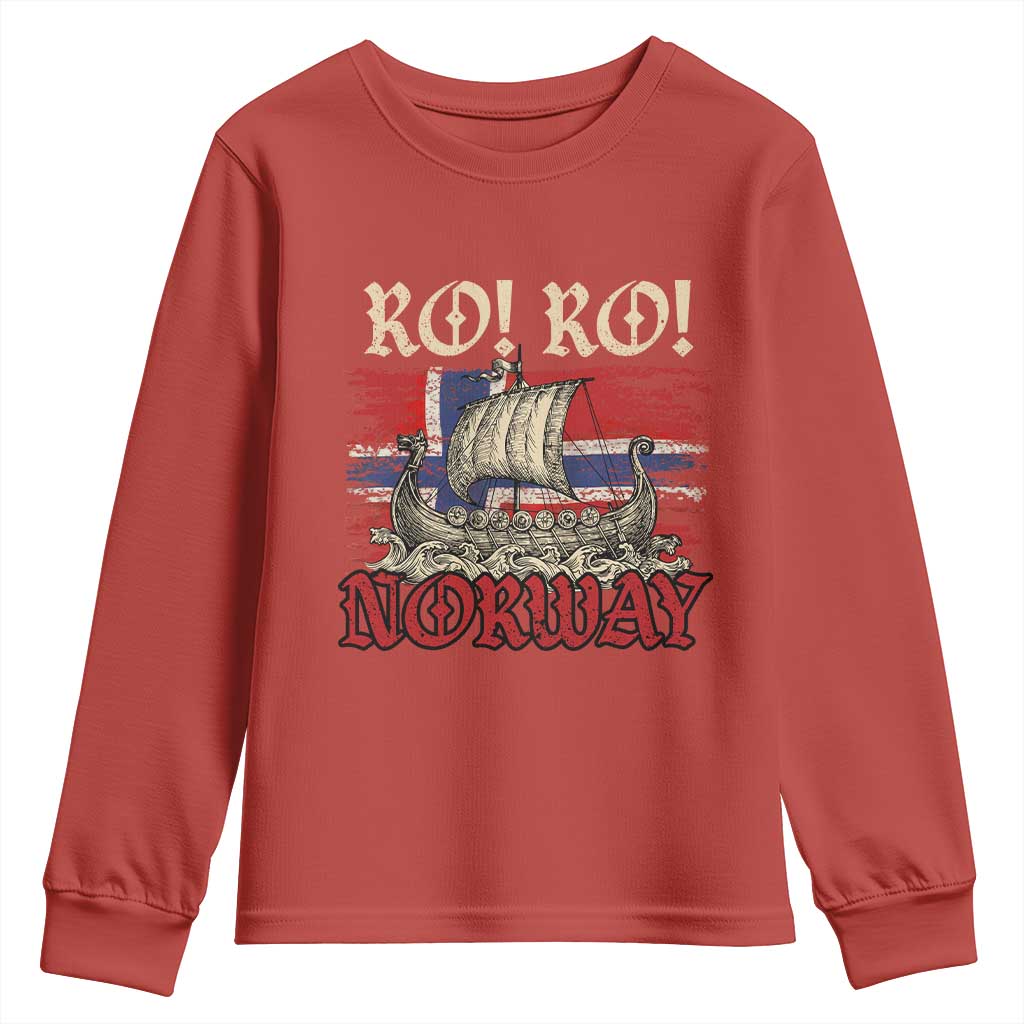 Ro Ro Norwegian Viking Ship Norway Flag Youth Sweatshirt