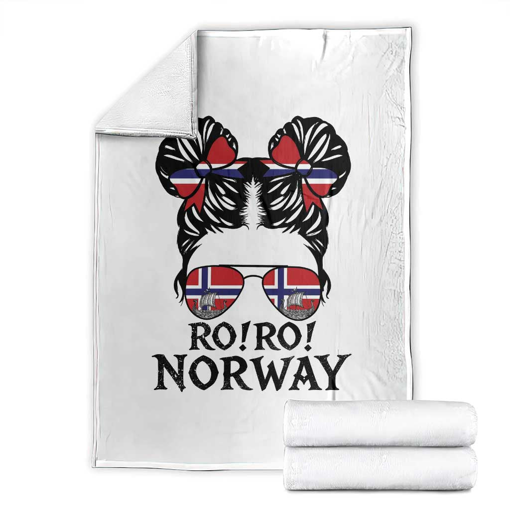 Ro Ro Norwegian Viking Ship Throw Blanket Norway Flag Messy Bun Girl