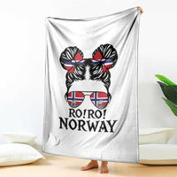 Ro Ro Norwegian Viking Ship Throw Blanket Norway Flag Messy Bun Girl