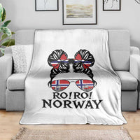 Ro Ro Norwegian Viking Ship Throw Blanket Norway Flag Messy Bun Girl
