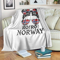 Ro Ro Norwegian Viking Ship Throw Blanket Norway Flag Messy Bun Girl
