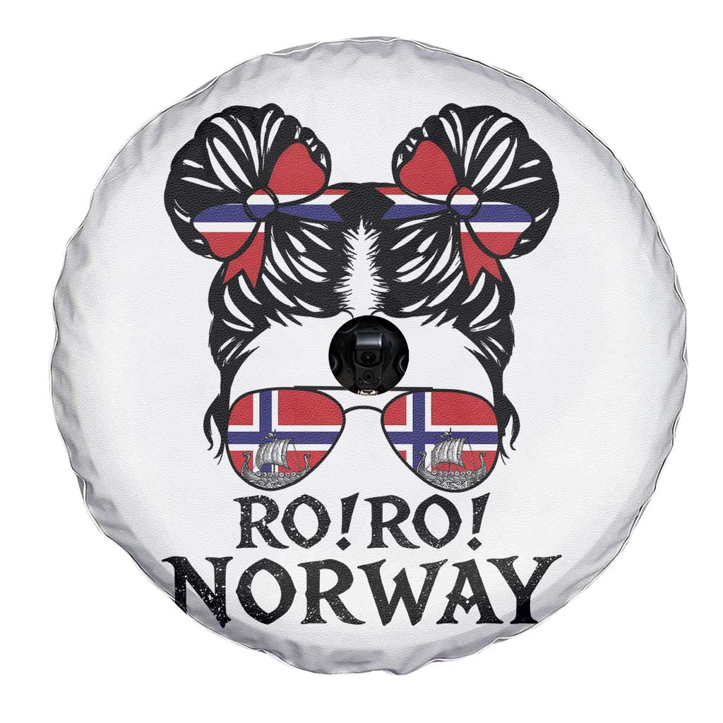 Ro Ro Norwegian Viking Ship Spare Tire Cover Norway Flag Messy Bun Girl