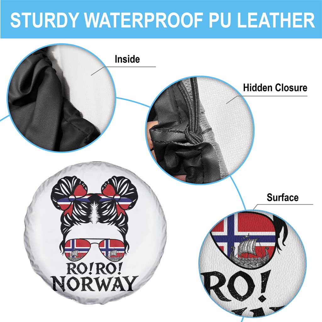 Ro Ro Norwegian Viking Ship Spare Tire Cover Norway Flag Messy Bun Girl