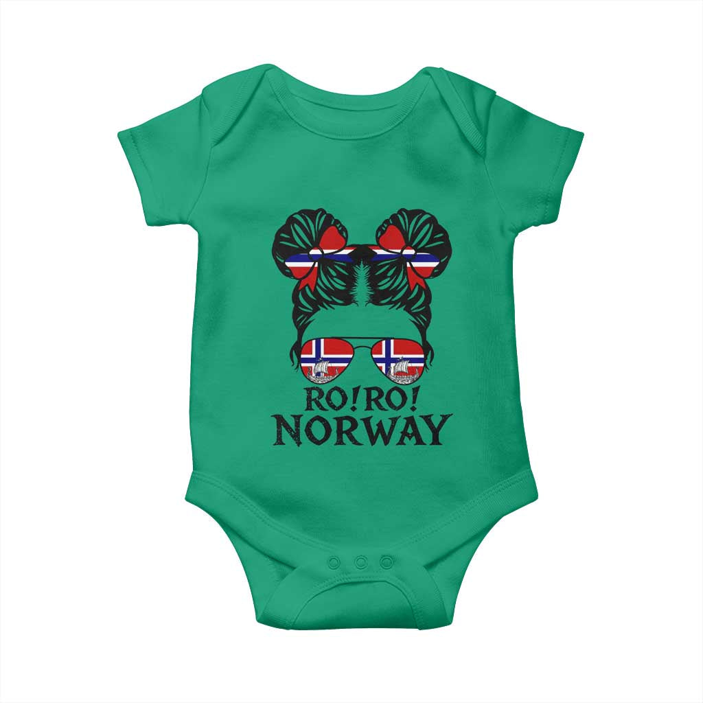 Ro Ro Norwegian Viking Ship Baby Onesie Norway Flag Messy Bun Girl