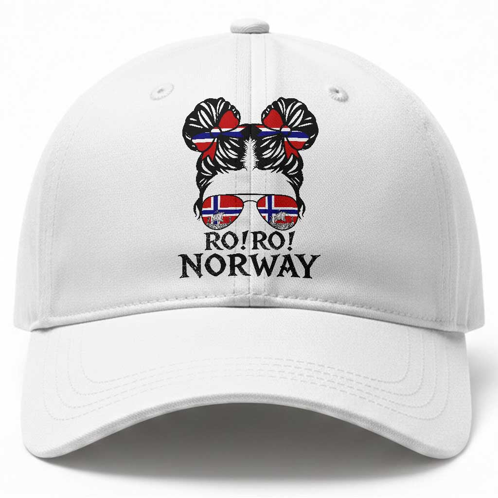 Ro Ro Norwegian Viking Ship Baseball Cap Norway Flag Messy Bun Girl