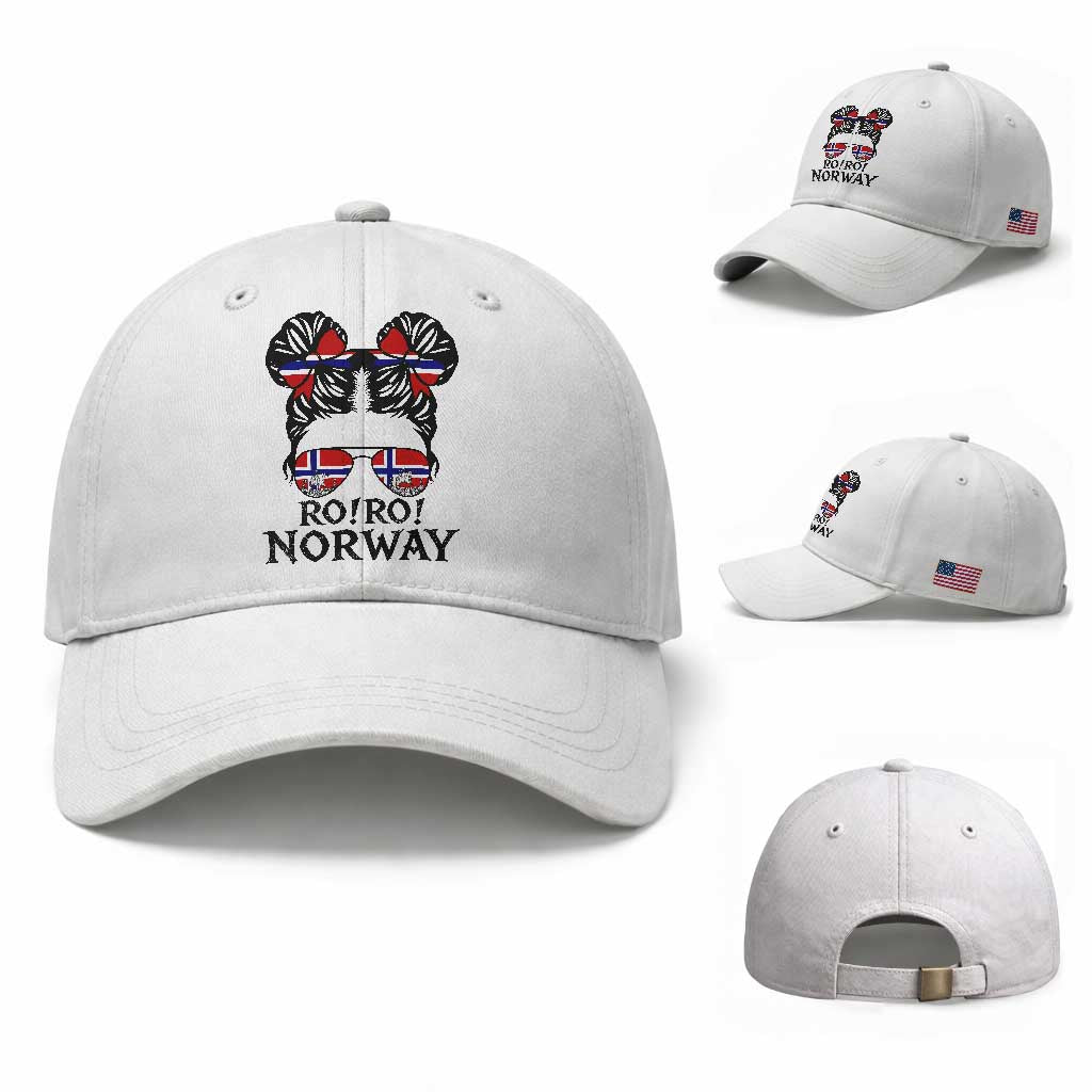 Ro Ro Norwegian Viking Ship Baseball Cap Norway Flag Messy Bun Girl