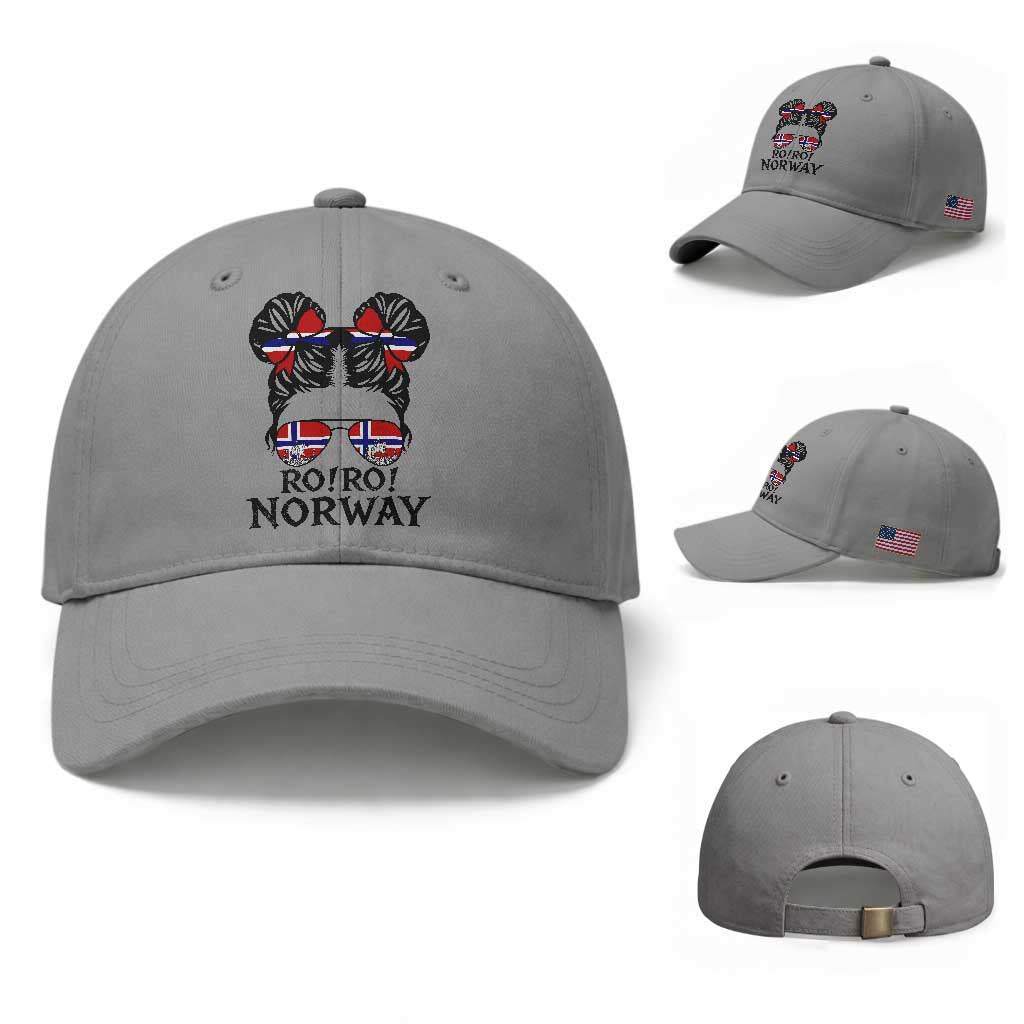 Ro Ro Norwegian Viking Ship Baseball Cap Norway Flag Messy Bun Girl