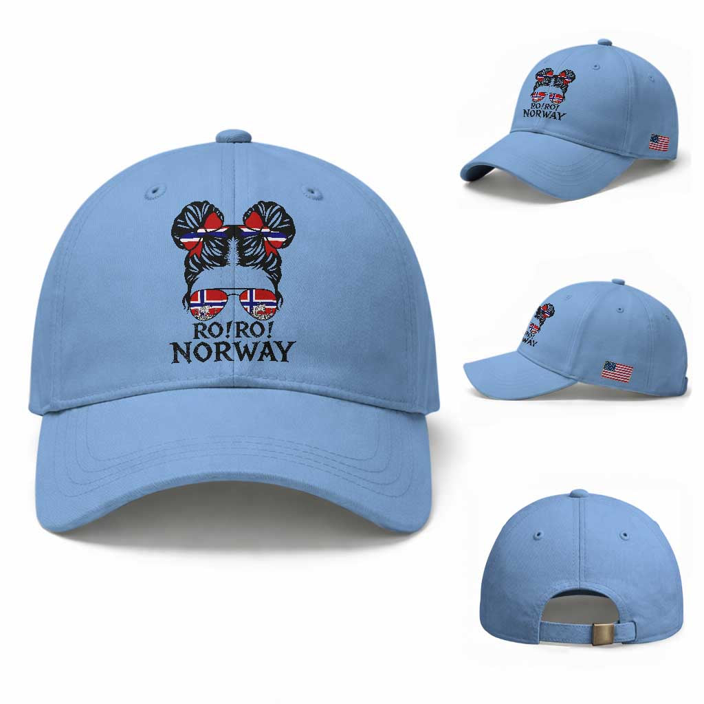 Ro Ro Norwegian Viking Ship Baseball Cap Norway Flag Messy Bun Girl