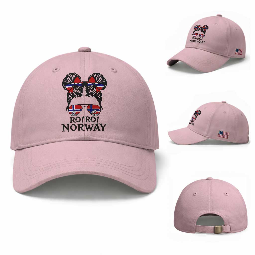 Ro Ro Norwegian Viking Ship Baseball Cap Norway Flag Messy Bun Girl