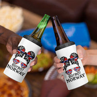 Ro Ro Norwegian Viking Ship 4 in 1 Can Cooler Tumbler Norway Flag Messy Bun Girl