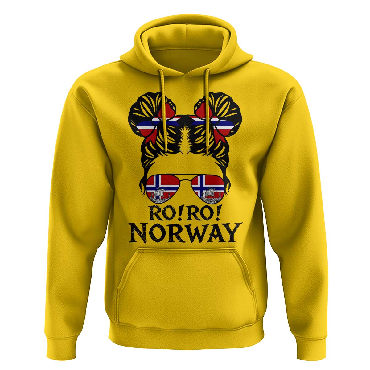 Ro Ro Norwegian Viking Ship Hoodie Norway Flag Messy Bun Girl