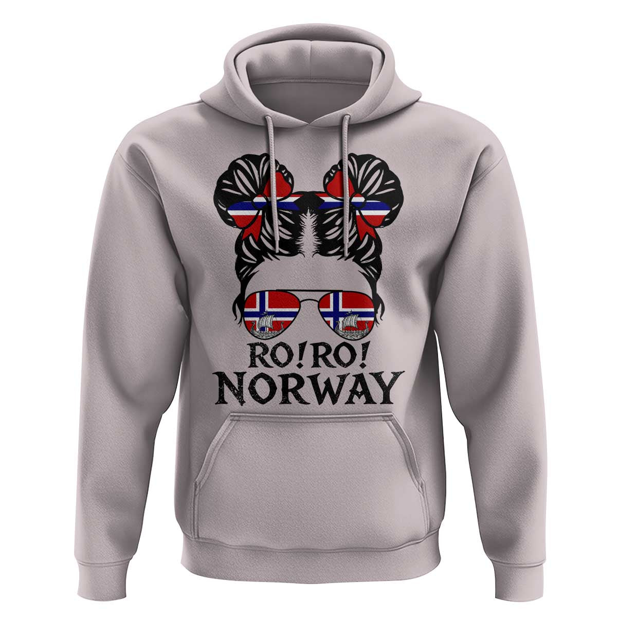 Ro Ro Norwegian Viking Ship Hoodie Norway Flag Messy Bun Girl