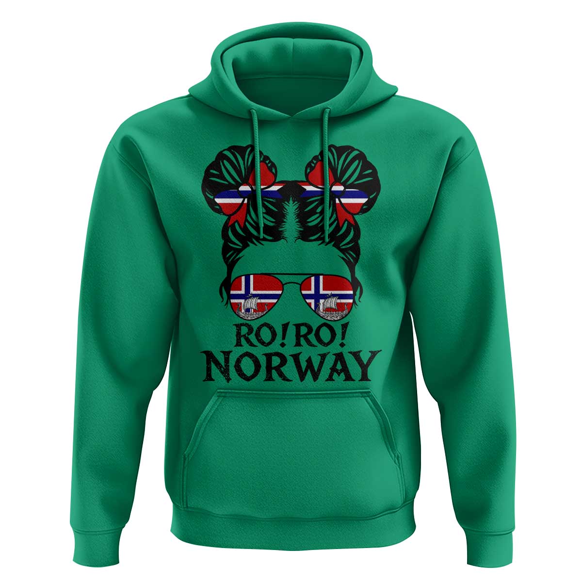 Ro Ro Norwegian Viking Ship Hoodie Norway Flag Messy Bun Girl
