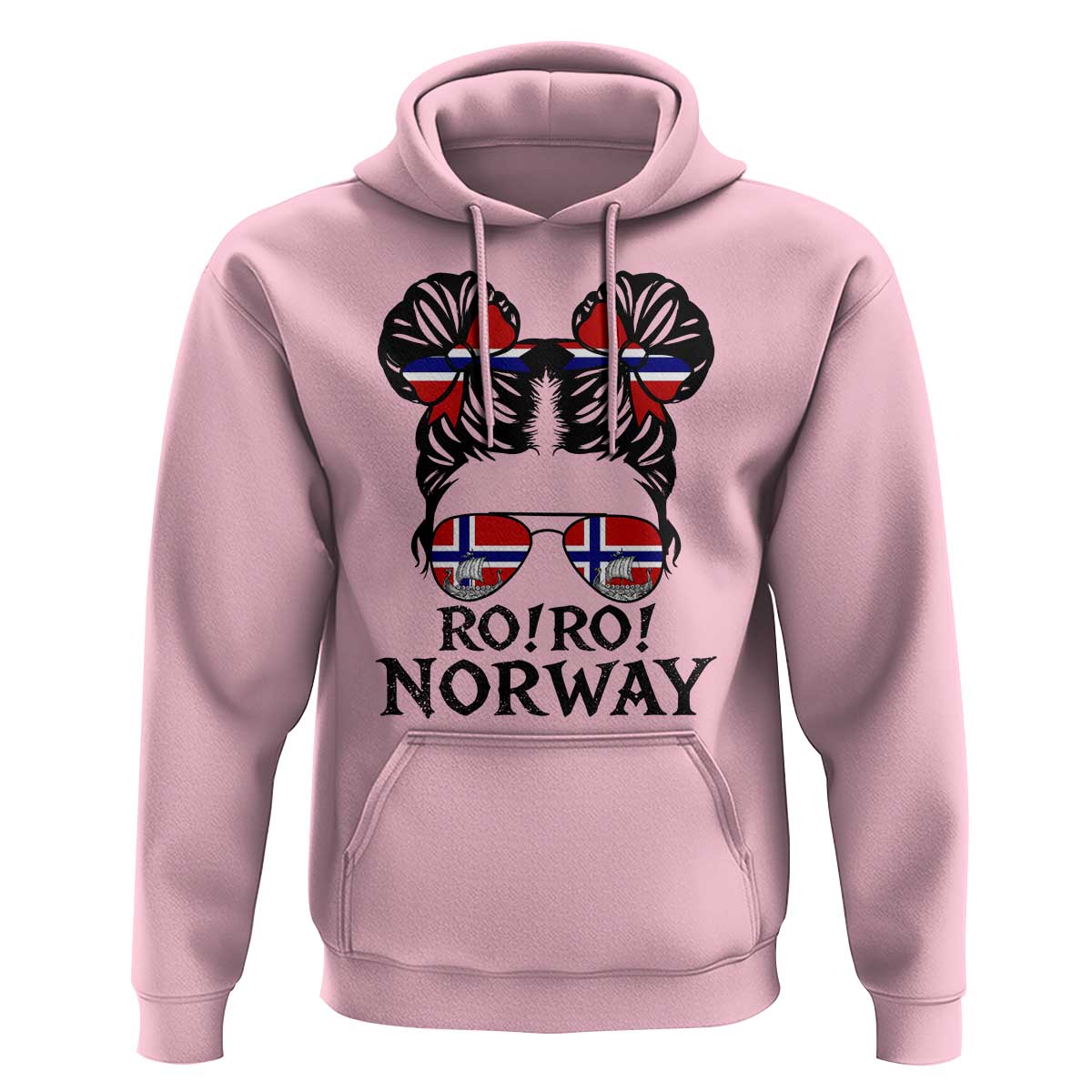 Ro Ro Norwegian Viking Ship Hoodie Norway Flag Messy Bun Girl