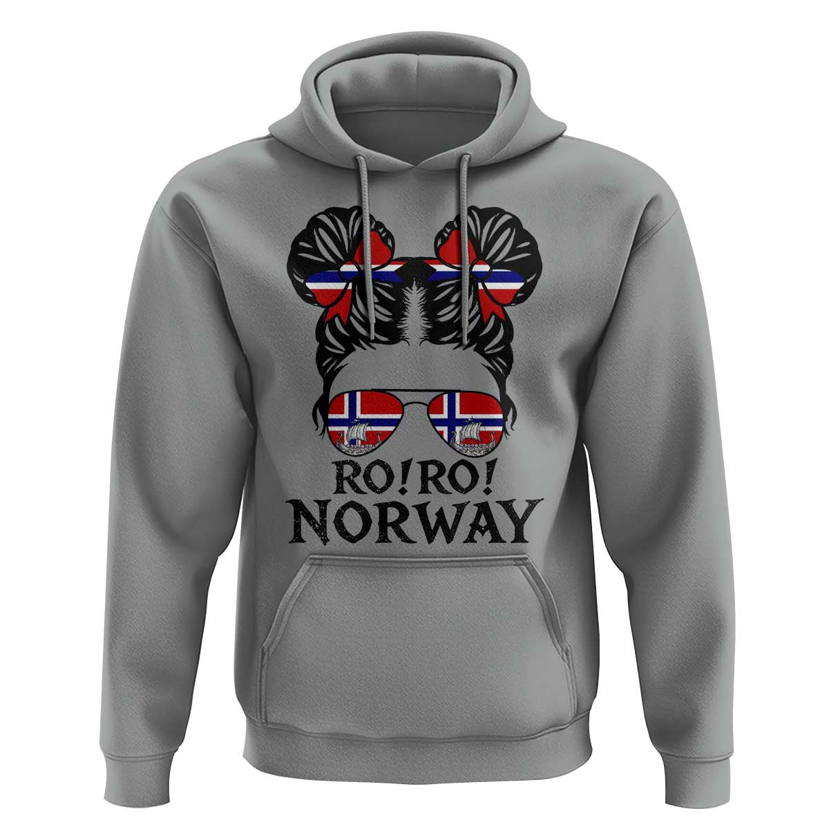 Ro Ro Norwegian Viking Ship Hoodie Norway Flag Messy Bun Girl