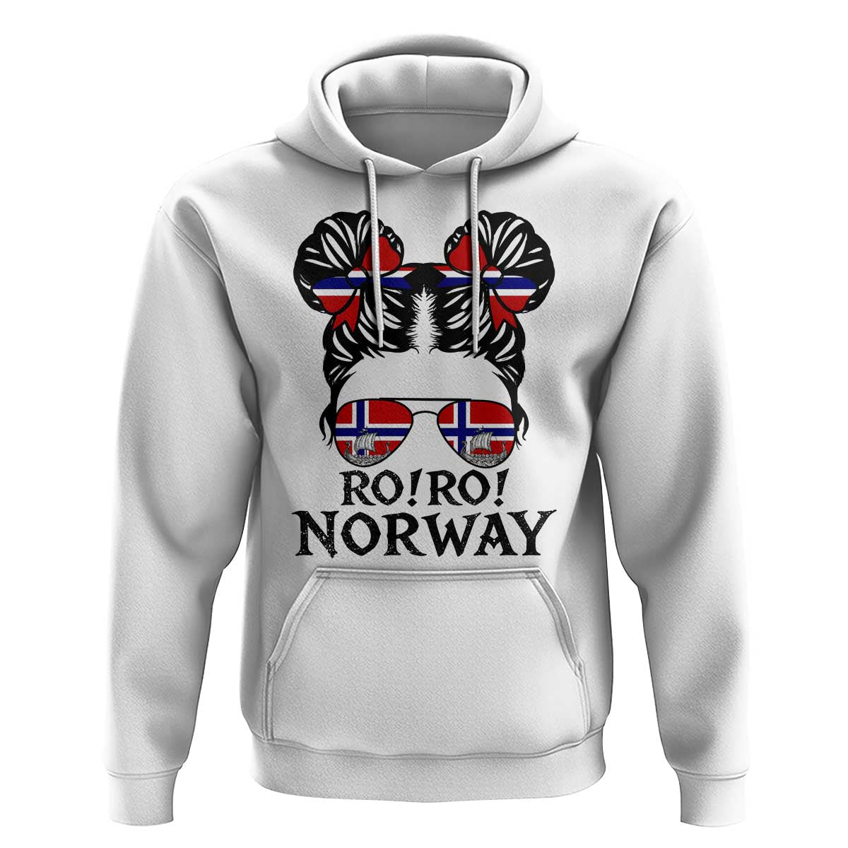 Ro Ro Norwegian Viking Ship Hoodie Norway Flag Messy Bun Girl