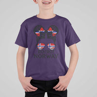 Ro Ro Norwegian Viking Ship T Shirt For Kid Norway Flag Messy Bun Girl