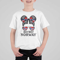 Ro Ro Norwegian Viking Ship T Shirt For Kid Norway Flag Messy Bun Girl