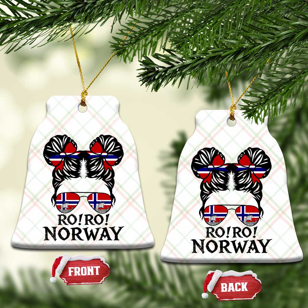 Ro Ro Norwegian Viking Ship Ceramic Ornament Norway Flag Messy Bun Girl