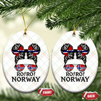 Ro Ro Norwegian Viking Ship Ceramic Ornament Norway Flag Messy Bun Girl
